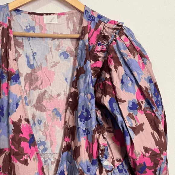 Anthropologie Elizabeth Gillett Floral Ruffle Crop Kimono Women's One Size - Picture 3 of 6